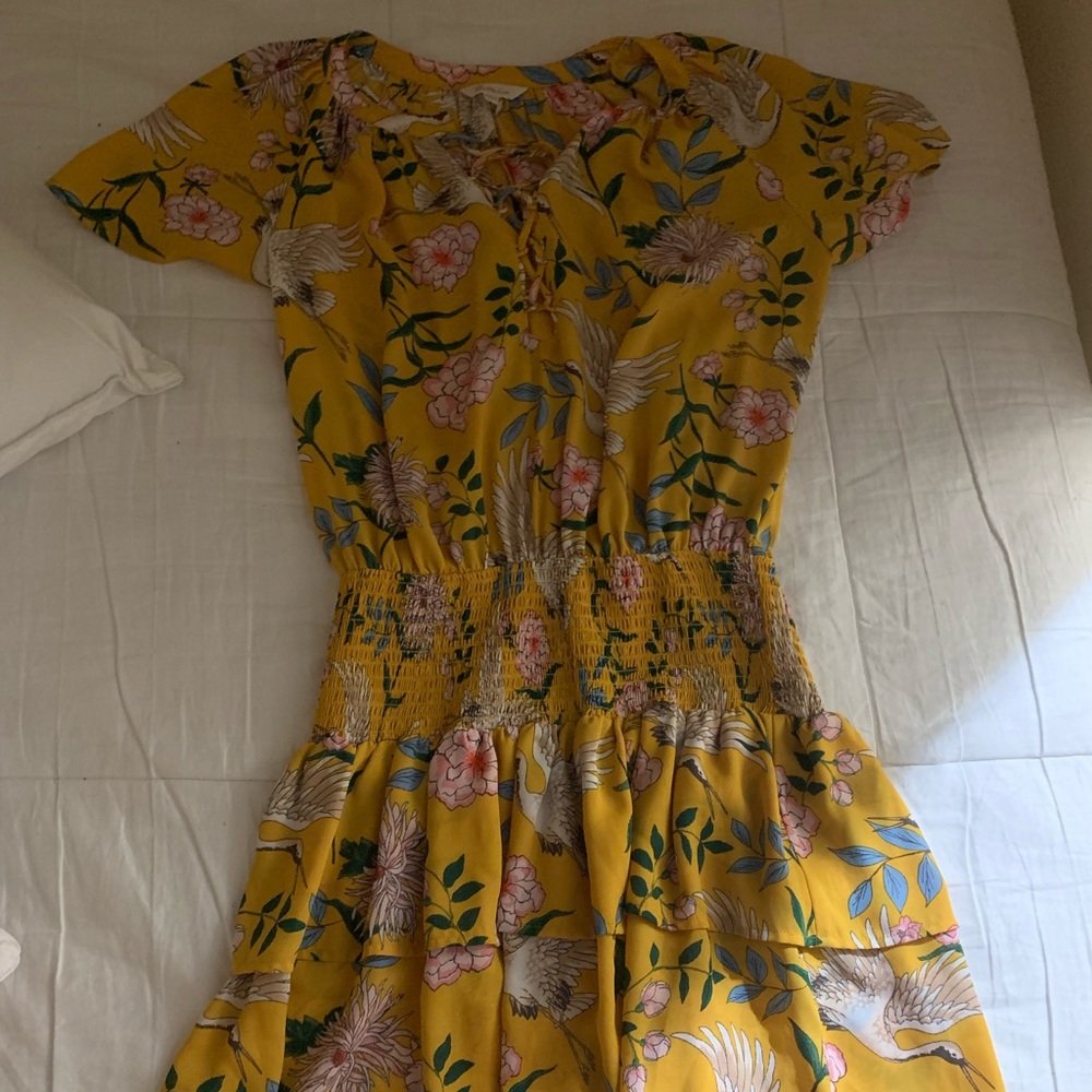 Yellow and floral mini dress